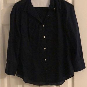 Navy linen summer button up